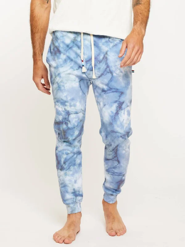 Men's slope-ready ski pants-Granite Marble Jogger In Blue Marble Print