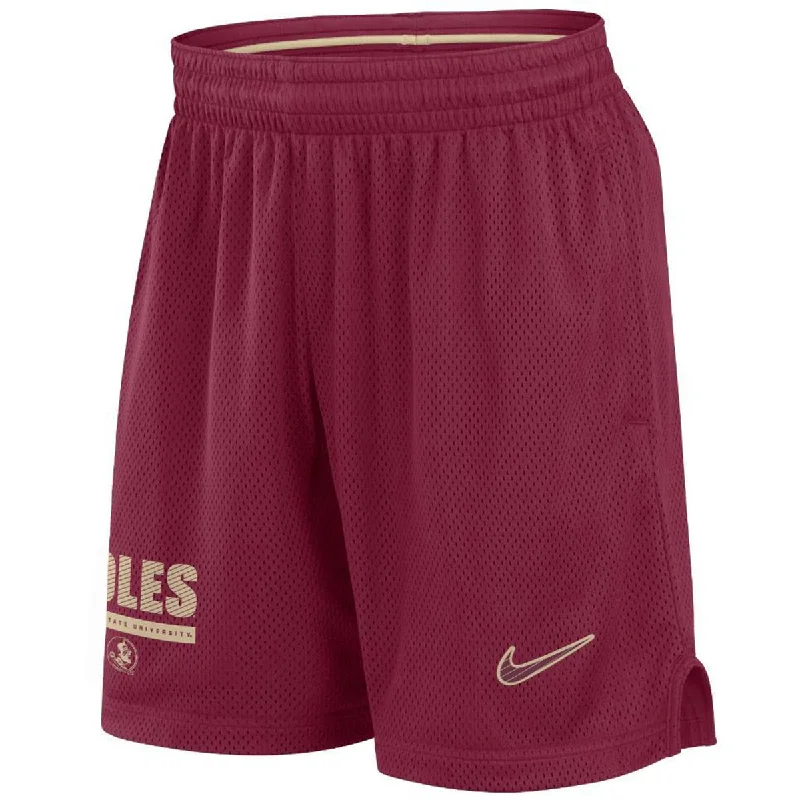 Men's snipped cropped pants-Nike Men's Noles/Florida State University Seminole Logo Design Dri-fit Mesh Short - Garnet