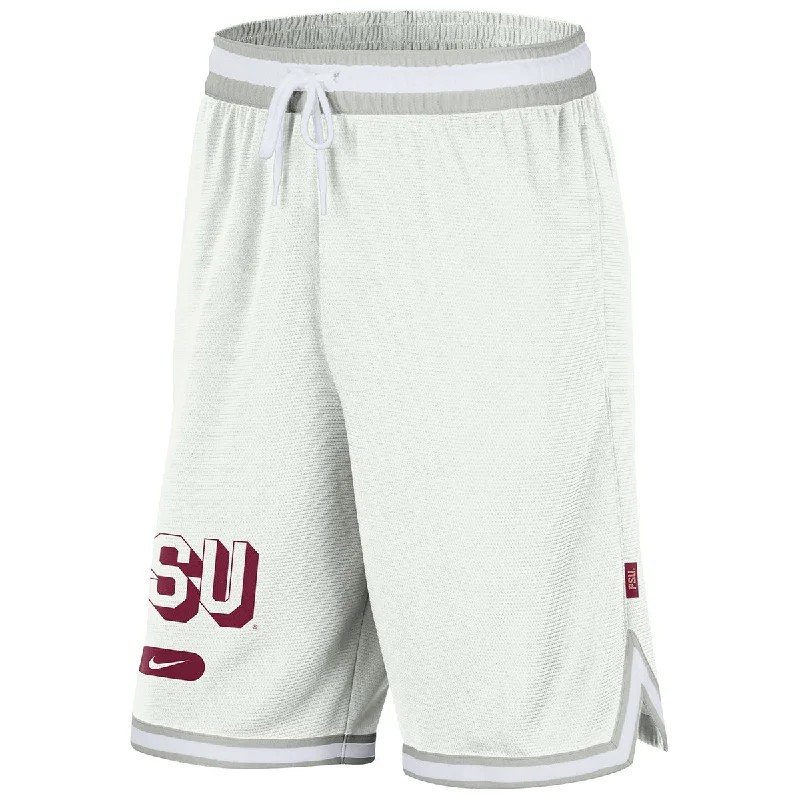 Men's slack drawstring pants-Nike Men's FSU Design Dri-fit DNA Short 3.0 - White