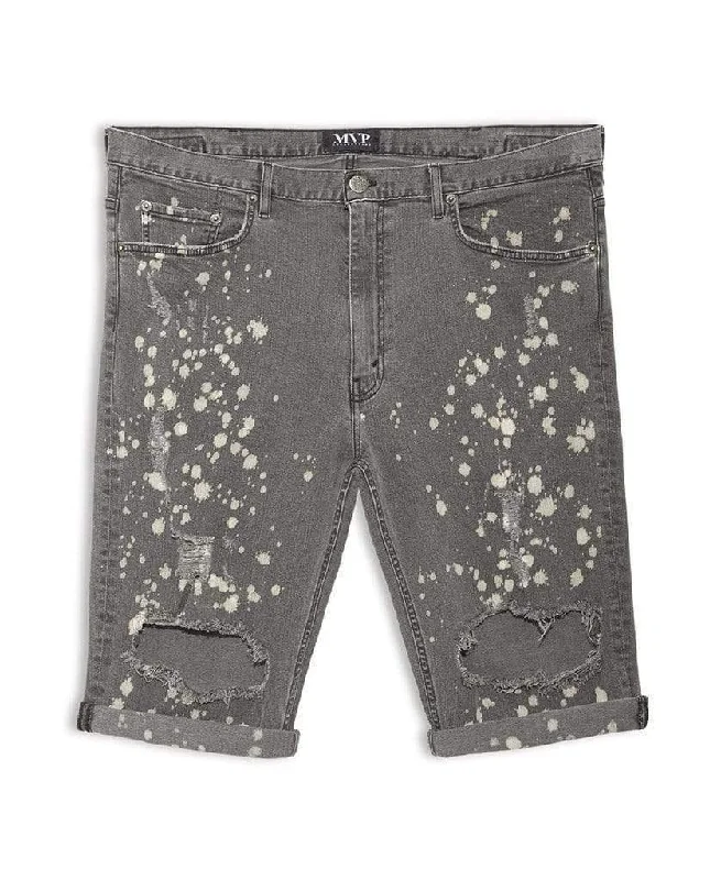 Men's enduring classic fit pants-Painted Grey Wash Denim Shorts