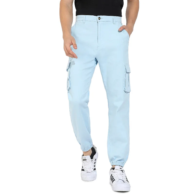 Men's no-press iron-free pants-Pastel Cuffed Hem Cargo Trousers