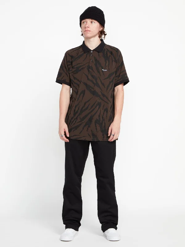 Men's angler fishing pants-Ralphie Polo Short Sleeve Shirt - Tobacco