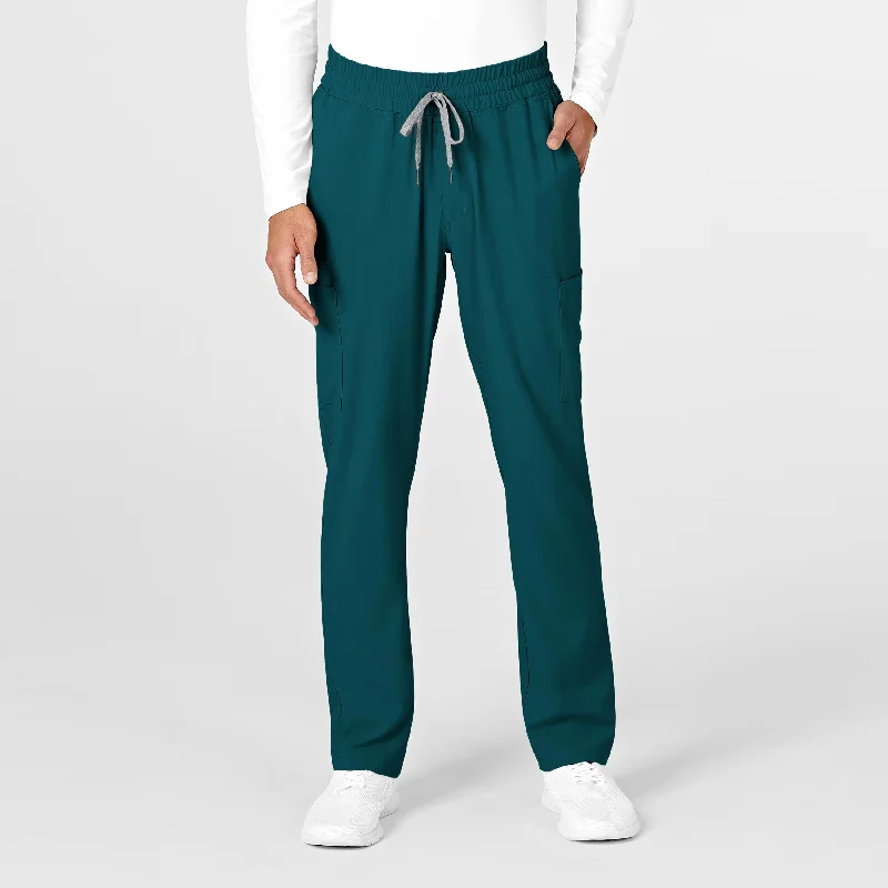 Men's stark solid color pants-RENEW Mens Straight Slim Scrub Pant - Caribbean