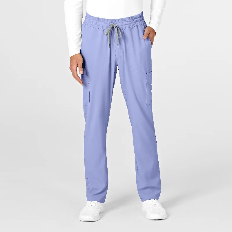 Men's washed-out faded pants-RENEW Mens Straight Slim Scrub Pant - Ceil Blue