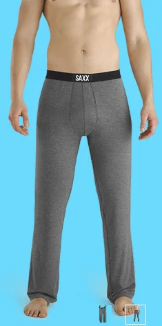 Men's indigo navy pants-SAXX Charcoal Heather Sleepwalker Pant - SXLW32