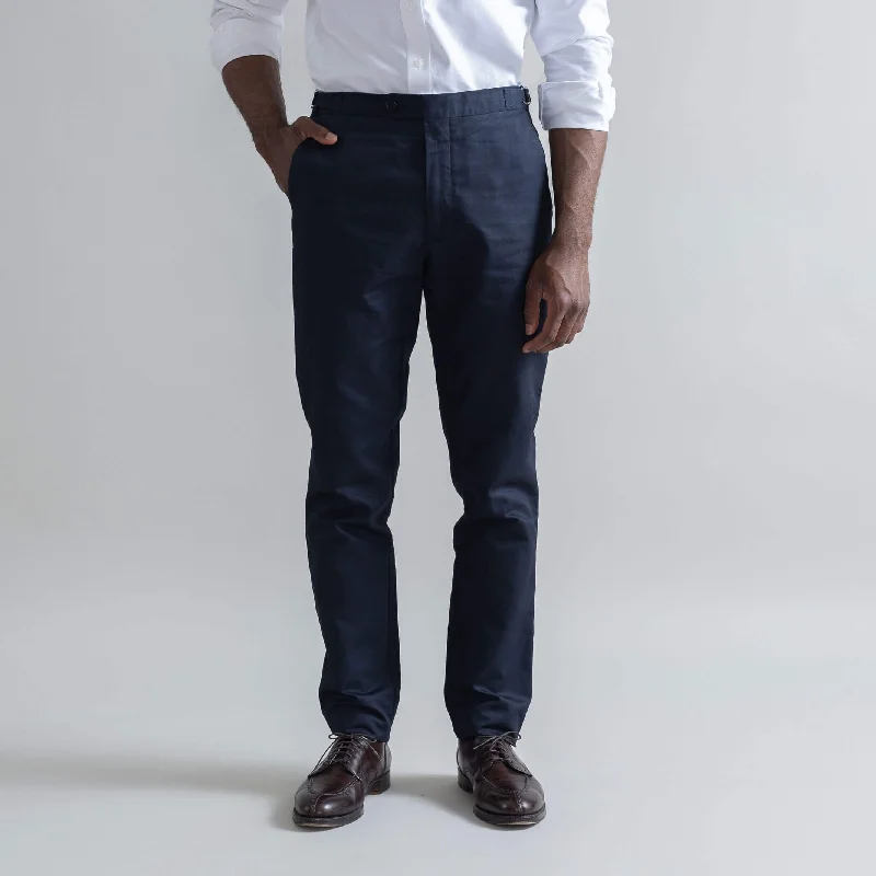 Men's crisp geometric pants-The Navy All Season Richmond Dress Chino with Side Tabs Custom Pant