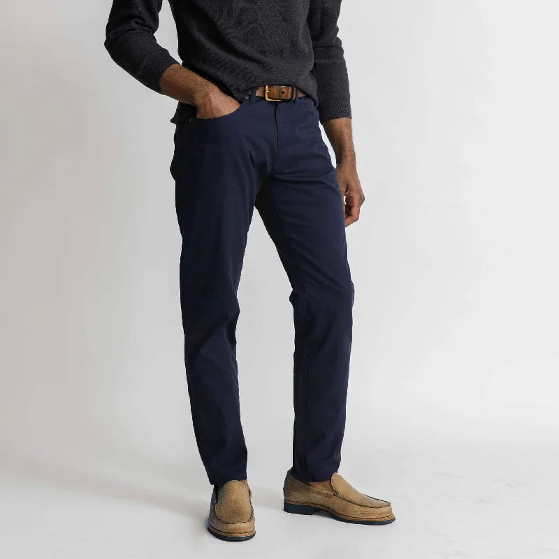 Men's groovy bootcut pants-The Navy Franklin 5 Pocket Custom Pant