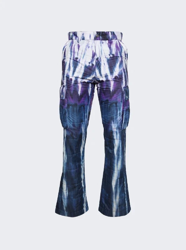 Men's clingy skinny jeans pants-Tie Dye Quilted Cargo Flare Pant