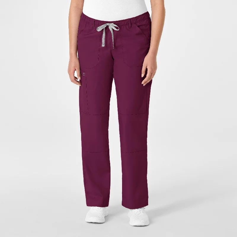 Men's breezy chambray pants-WonderWORK Women's Straight Leg Cargo Scrub Pant - Wine